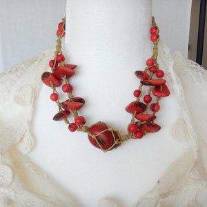 Vintage primative hand knotted necklace